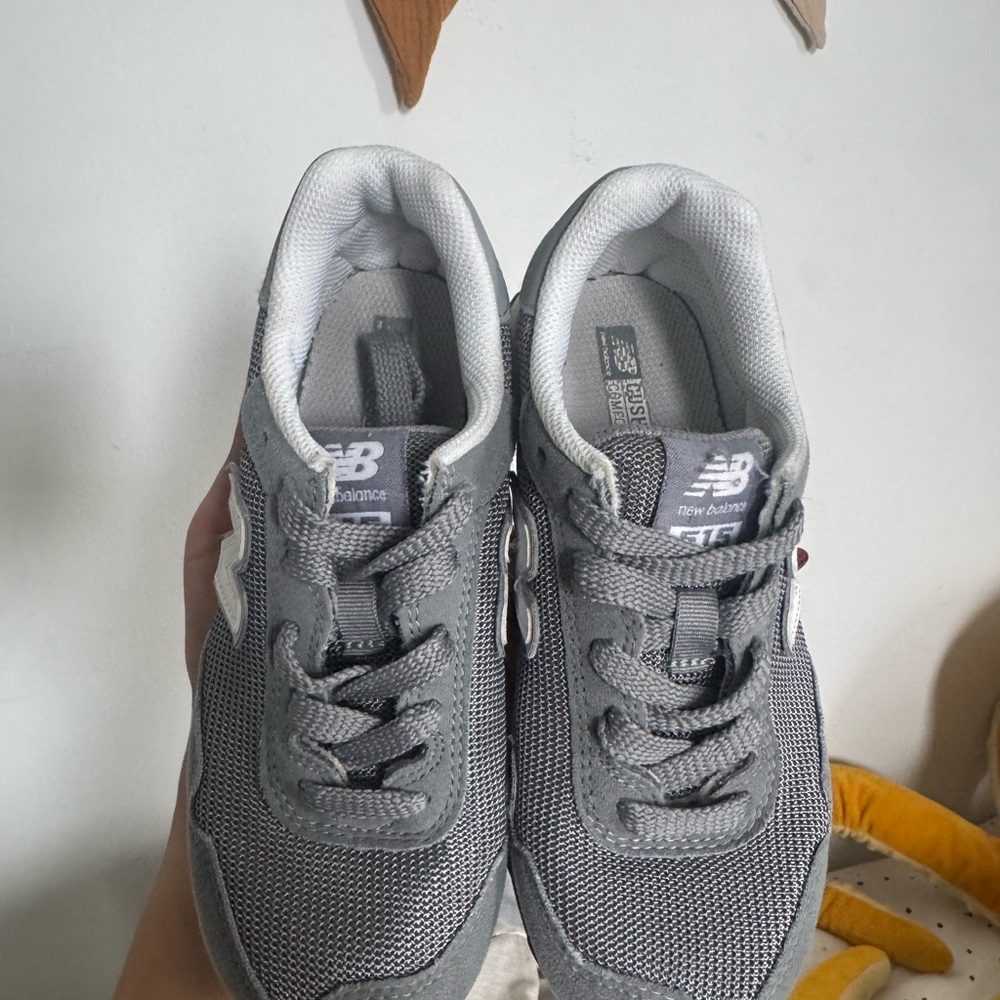 New Balance Grey Mesh & Suede Sneaker with White 'N' Logo - Picture 2 of 6